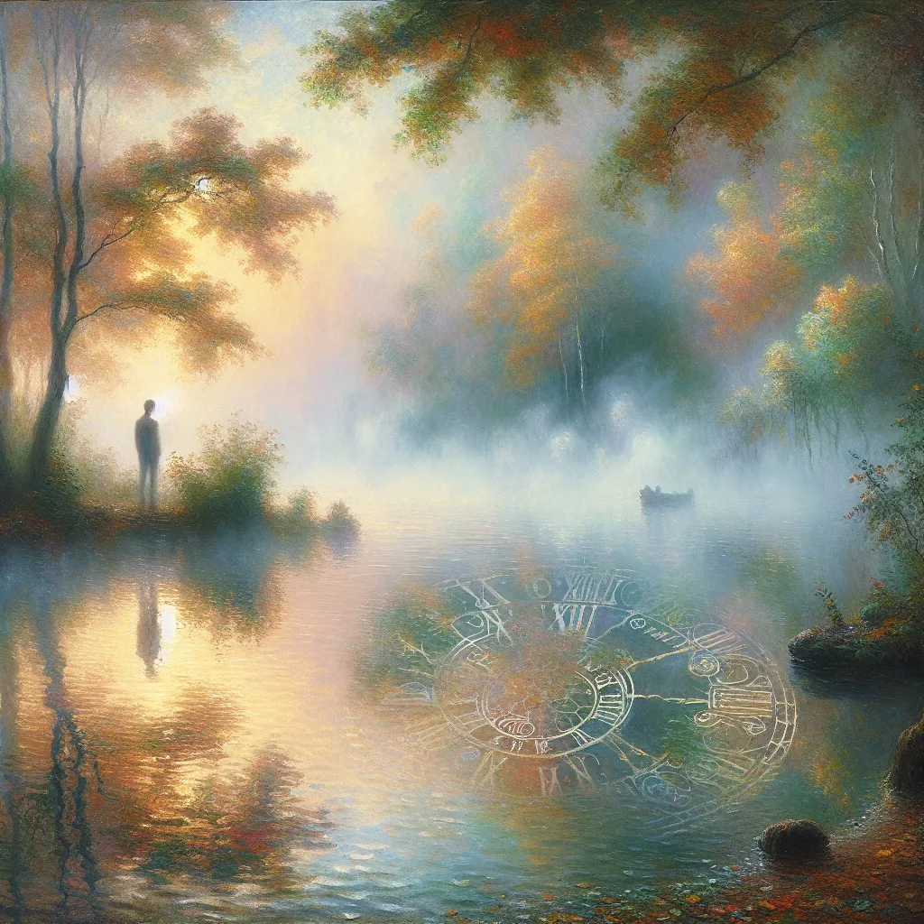 Transformation, Reflection, Identity, Confusion, Time in the style of Monet