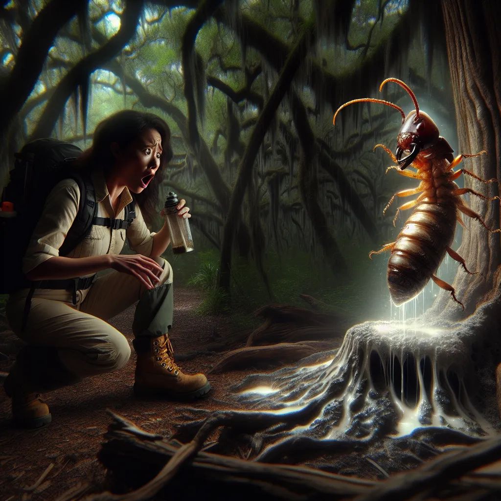A biologist in a forgotten Texas forest discovers a terrifying secret: a transformation into a new Queen Termite, in a sinister tale of milk and horror.