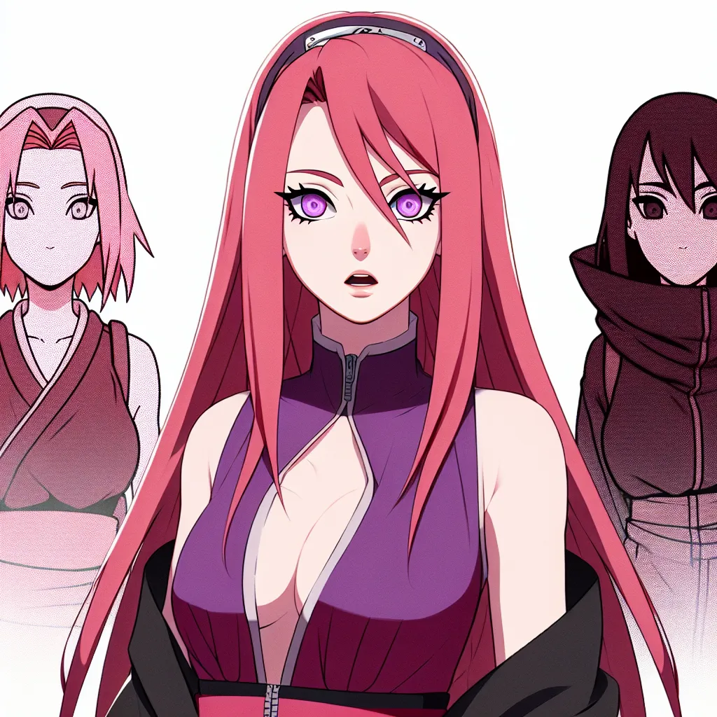 The image accompanying this story depicts Naruto Uzumaki, transformed into a young woman named Naruko, standing in front of a mirror. She has long red hair cascading down her back and violet eyes, resembling her mother. Naruto's teammates, Sakura and Ino, can be seen in the background undressing, seemingly oblivious to the transformation. Naruko's facial expression shows a mix of shock, confusion, and resignation as she realizes the extent of the change and contemplates her new reality.