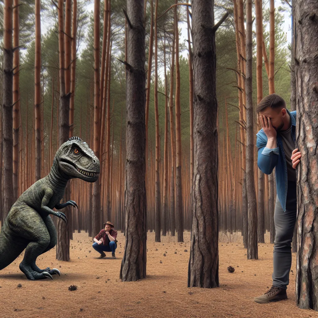 A man transformed into a raptor in a pine forest, struggling to communicate with his human friends and hiding from the outside world.