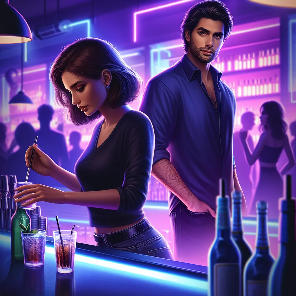 A young woman named Ava tends bar at Luna Velvet, a neon-lit club, while grappling with a mysterious stranger's request for help. Torn between anger and longing, she tries to ignore him on the dance floor, but the ache of anticipation lingers. As the night unfolds, emotions swirl in a pulsating dance of desire and defiance.