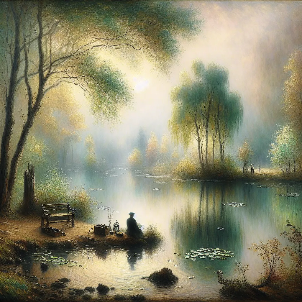 Transformation, Memories, Acceptance, Reflection, Mystery in the style of Monet
