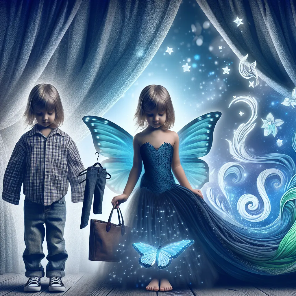 An image representing a young boy named Evan who, through a mysterious transformation, becomes a confident and styled young woman named Chloe, ready for a night out.