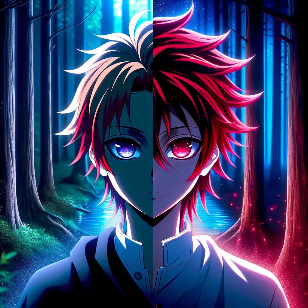 The image accompanying this story depicts Naruto Uzumaki undergoing a mysterious and transformative change. In the image, a darkened forest setting is illuminated by moonlight, casting an ethereal glow on Naruto as he stands by the river's edge. His appearance is in the midst of a dramatic transformation, with his once spiky blond hair flowing down in long, silky strands of red. His eyes, now gleaming in a vibrant violet color, reflect a mix of confusion and familiarity. The image captures the d