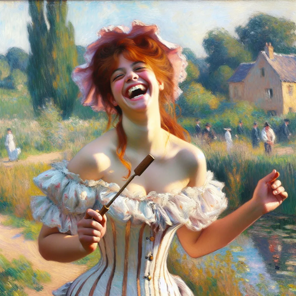 Switch, Body, Redhead, Bikini, Laughter in the style of Monet