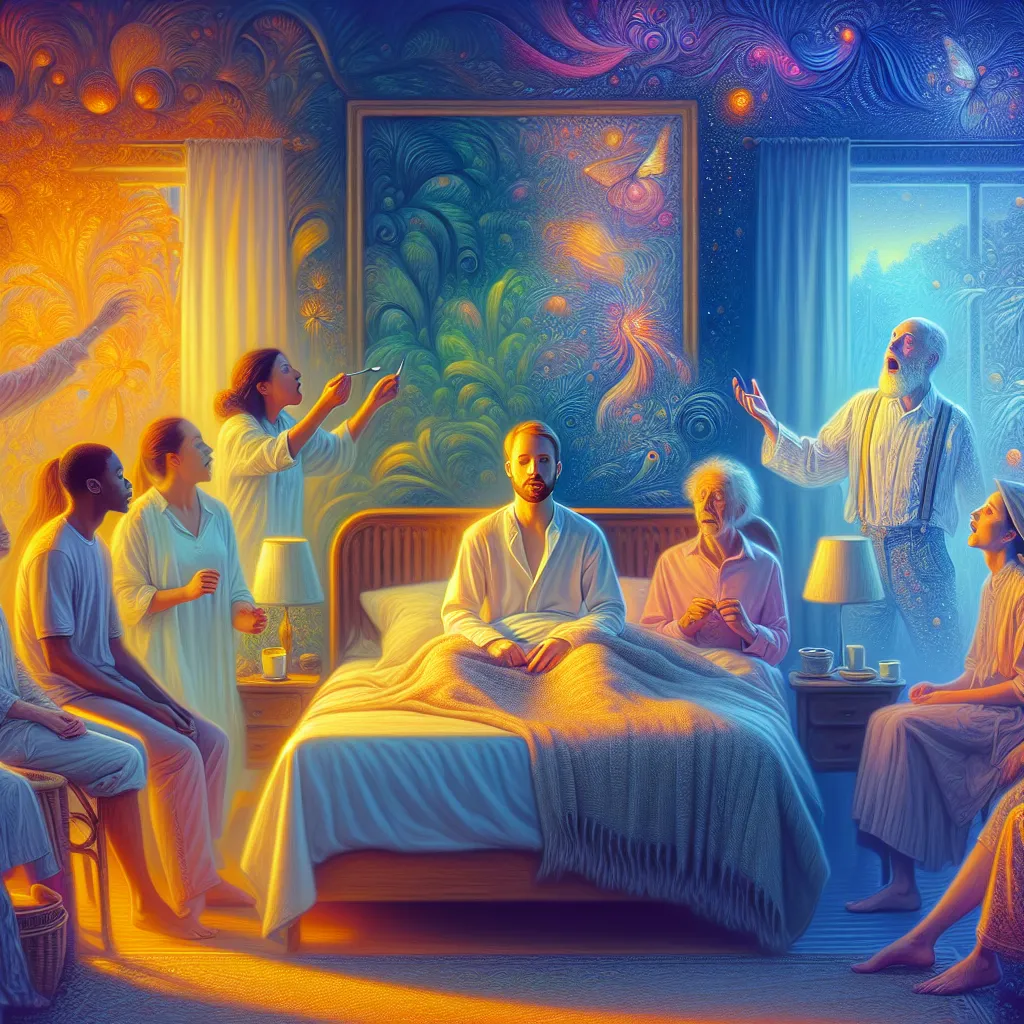 Family, Evening, Body swap, Morning, Bedroom in the style of Monet