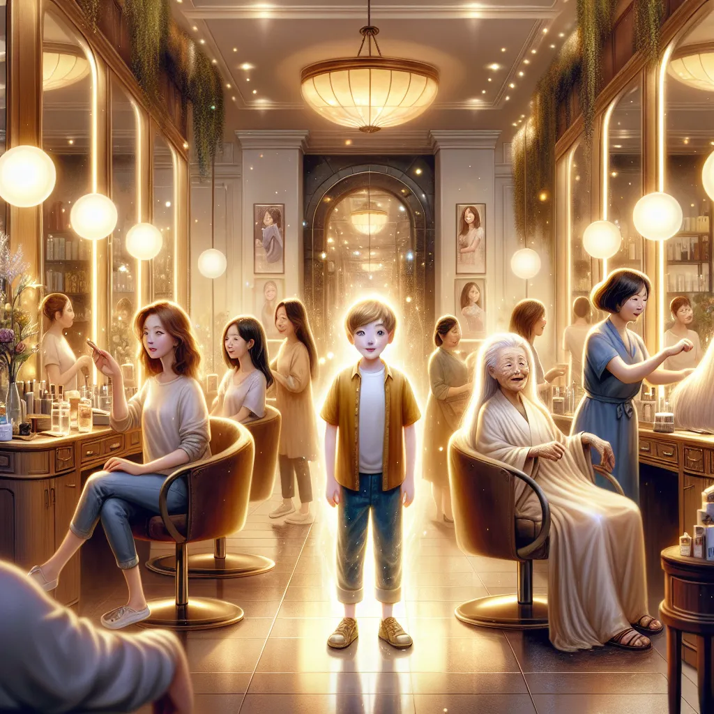 A curious little boy named Alexander James Miller goes for a haircut at a Korean beauty salon with his mother and grandma. While getting his hair cut, he mysteriously transforms into a see-through version of himself, observing the busy salon unnoticed. As he watches the Korean women work, Alexander experiences a surreal and magical moment. Eventually, he returns to his own body, feeling different yet grateful for the experience. This enchanting story explores themes of transformation, family, an