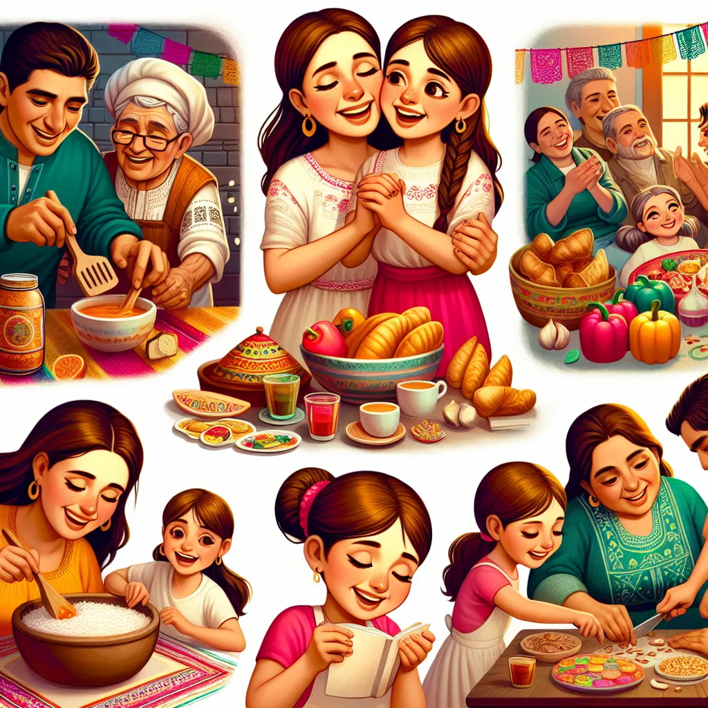 The image accompanying this story could be a colorful and vibrant depiction of a happy family scene. It could feature Maria (Jake's body transformed into her), Sofia, and other family members, engaging in activities like cooking traditional Mexican dishes, playing together, or celebrating a holiday. The image should convey a sense of love, warmth, and contentment as they embrace their new identities and live life to the fullest.