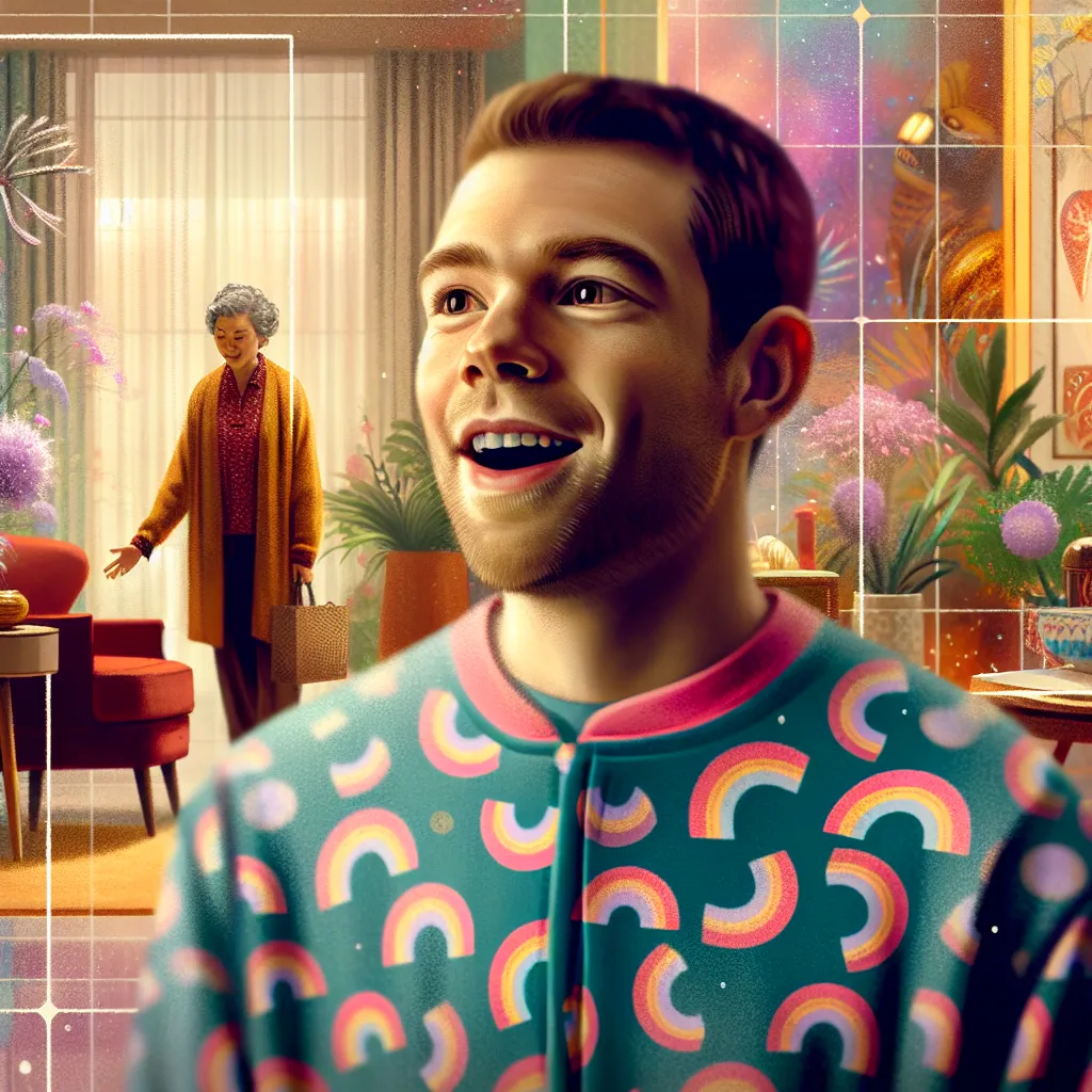 A young boy named Oliver wakes up in a bright pink onesie covered in rainbows, having sleepwalked into his friend's mom's room. The story follows his nighttime adventure as he discovers comfort in an unexpected place and the kindness of his friend's family.