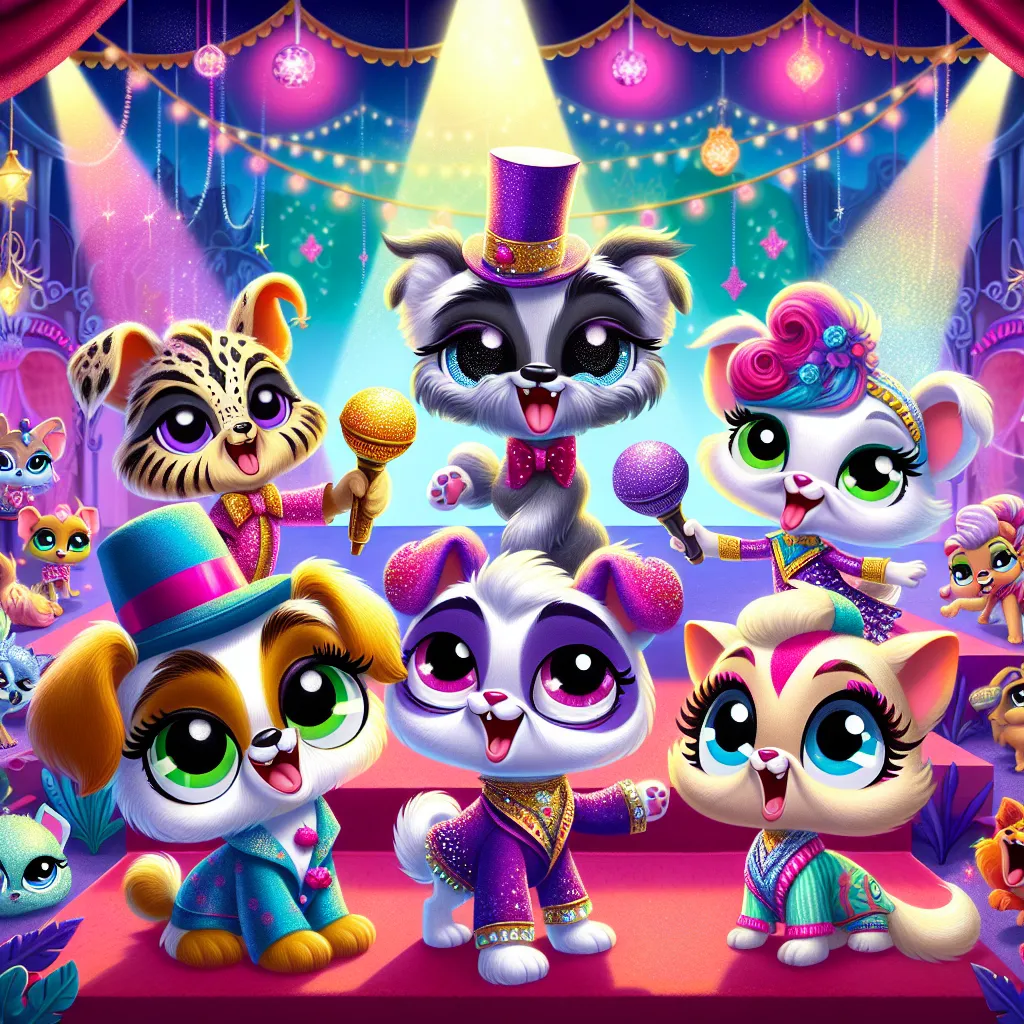 In a full-length animated episode script for *Littlest Pet Shop: A World of Our Own,* titled “The Doggone Drama,” Edie Von Keet, Roxie McTerrier, and their pet pals swap bodies in a chaotic yet magical turn of events, leading to hilarious mishaps and heartwarming realizations as they navigate rehearsals and the big show.