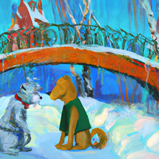 Underbelly, Tundratown, Nick Wilde, Mr. Big, Winter. in the style of Monet