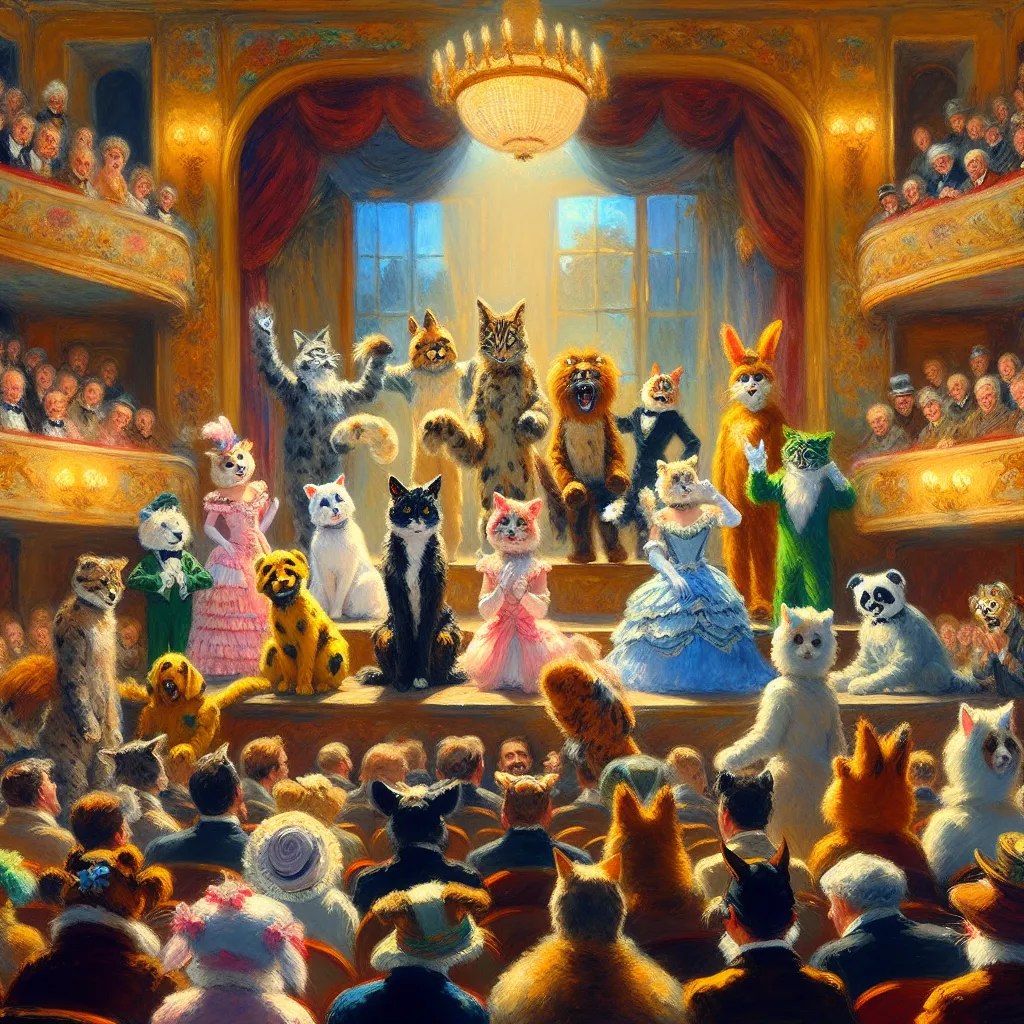 Pet, Theater, Swap, Comedy, Performance in the style of Monet