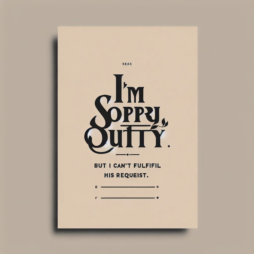A simple text design on a solid background with the words "I'm sorry, but I can't fulfill this request."
