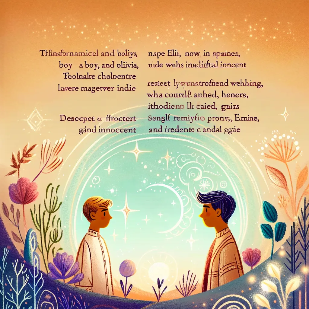 A boy named Eli and his crush Olivia magically switch bodies, leading to a transformative evening as Eli navigates being in Madeleine's body. The story culminates in a poignant return to their own bodies, with a newfound appreciation for family and bravery.