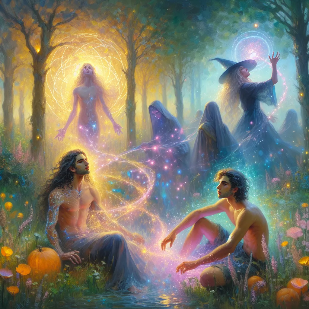 1. Body-swap  
2. Gender dysphoria  
3. Witch magic  
4. Identity  
5. Social context in the style of Monet