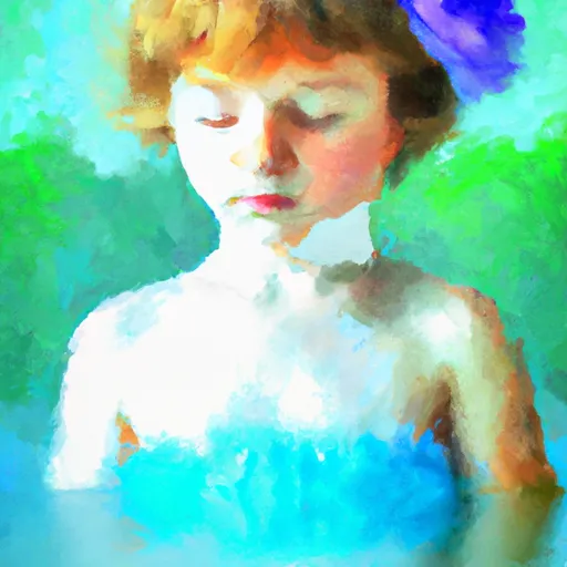 Child, Body transformation, Memory, Identity, Acceptance in the style of Monet