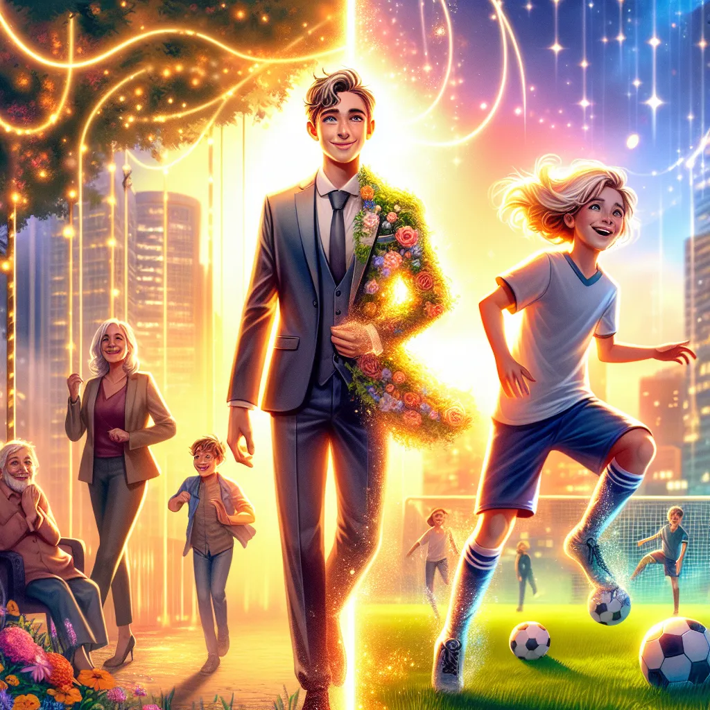 A vivid and detailed story of a young boy named Jamie who undergoes a magical transformation, swapping bodies and lives with his Aunt Norah. Each embracing their new identities, Norah thrives in her matured world, while Jamie (now Norah's original soul) rediscovers the joys of youth. The tale follows their intertwined lives, filled with love, family, and the enduring magic of wishes fulfilled.