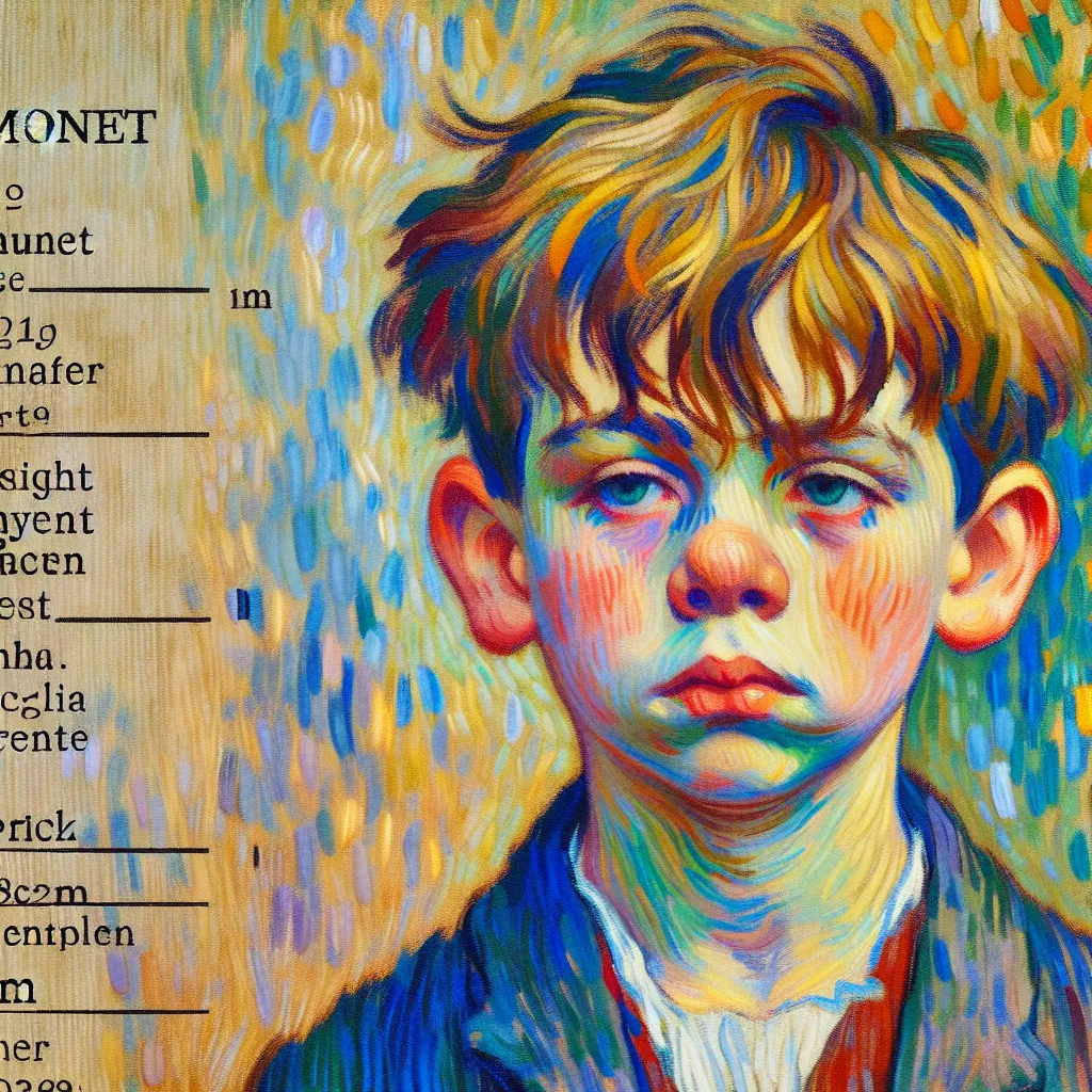 Boy, Height, Weight, Hair, Eyes in the style of Monet