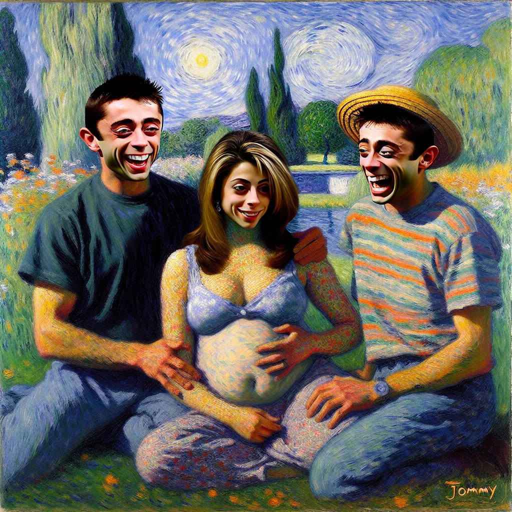 Tommy, Joey, Michelle Bennett, body swap, family in the style of Monet