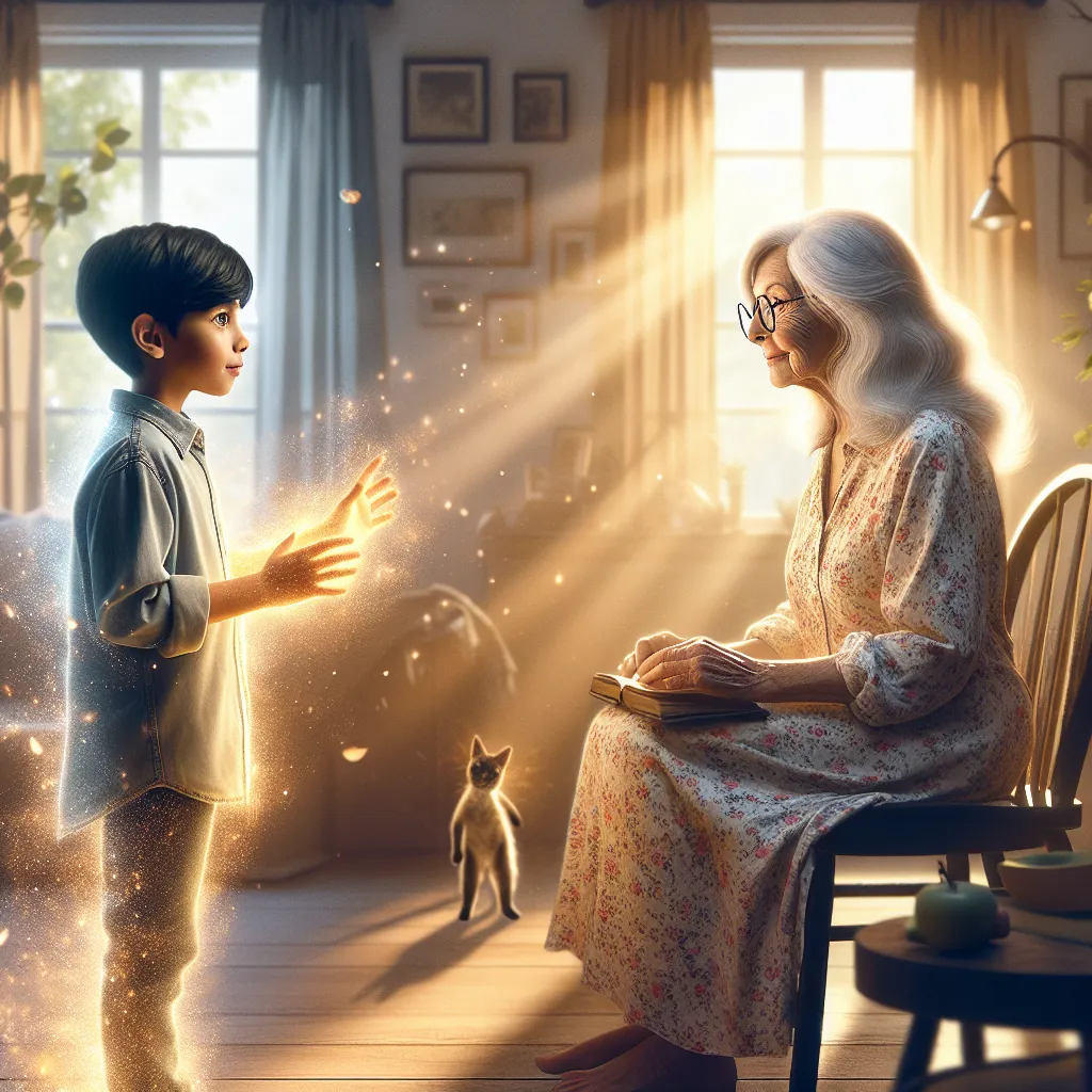 A young boy named Oliver transforms into his grandmother, Margaret, through a mysterious and magical experience, culminating in a serene morning as Margaret prepares for her daughter's visit, showcasing the change in both appearance and identity.