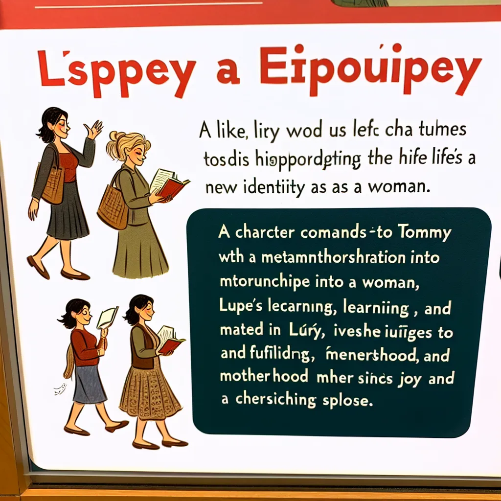 character in the story is described in detail, along with their age, physical appearance, and other relevant information. The story revolves around Tommy and his transformation into Lupe, experiencing life as a woman and embracing her new identity. Lupe navigates through various situations and encounters, ultimately finding happiness and contentment in her role as a loving wife and mother.