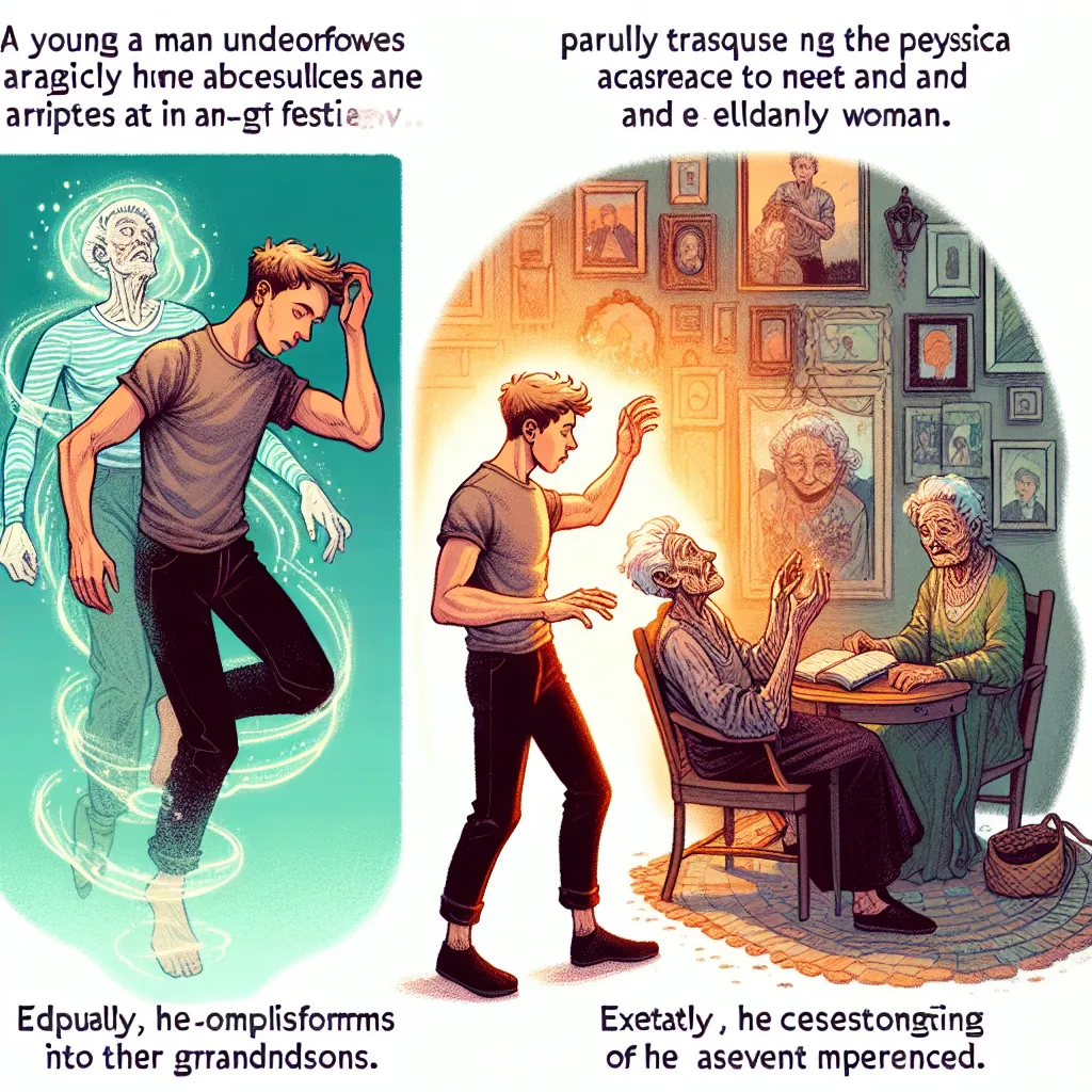 A young man named Victor undergoes a magical transformation, gradually turning into his Abuela as he defies her wishes to meet a friend for the art festival. Struggling with the physical changes and loss of identity, he ultimately becomes his grandmother, calling out for his missing grandsons in a house filled with memories of a life he never lived.