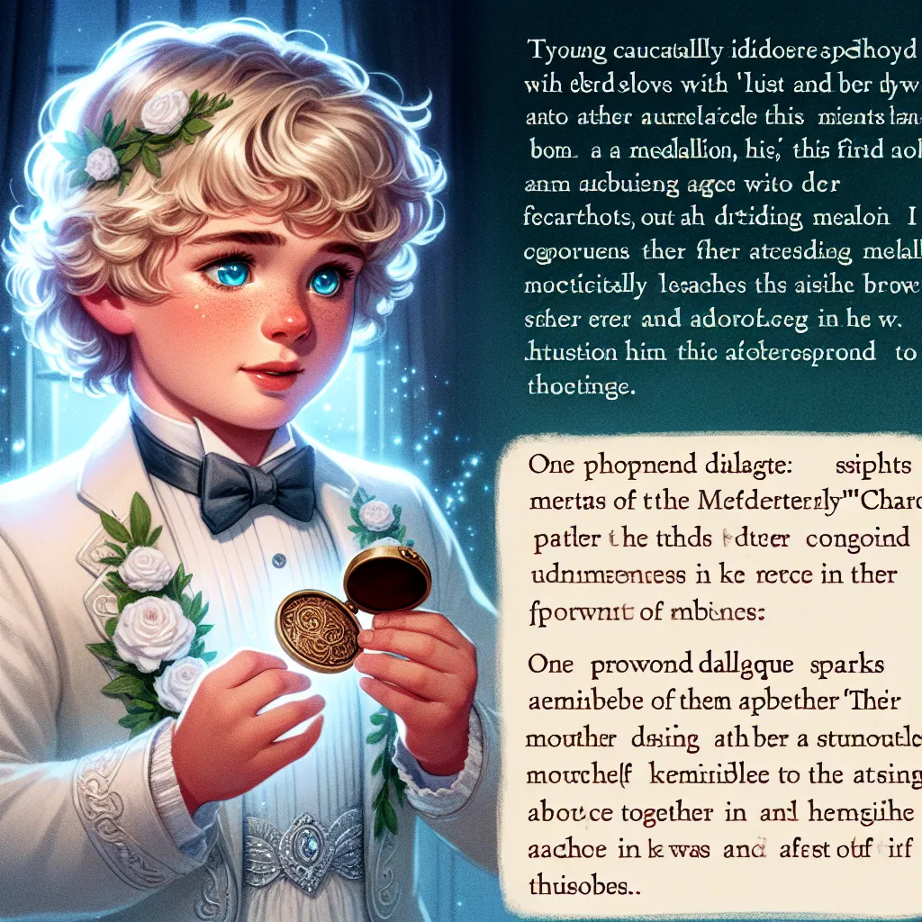A young boy named Jesse, with blond curls and bright blue eyes, finds a magical medallion that transforms him into a woman wearing her wedding dress. As "Charlotte Tucker," she faces insecurities about her age and her husband's love for her, but a heartfelt conversation reminds her of their enduring love. Encouraged by her husband, they dance and rediscover their deep connection. "Charlotte" ultimately finds peace and renewed confidence in herself. Meanwhile, the medallion's magic goes dormant, 
