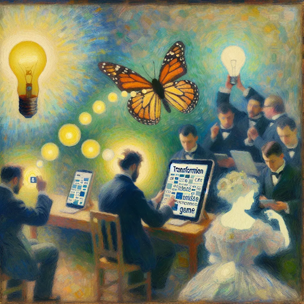 Genius, App, Coding, Transformation, Charade in the style of Monet