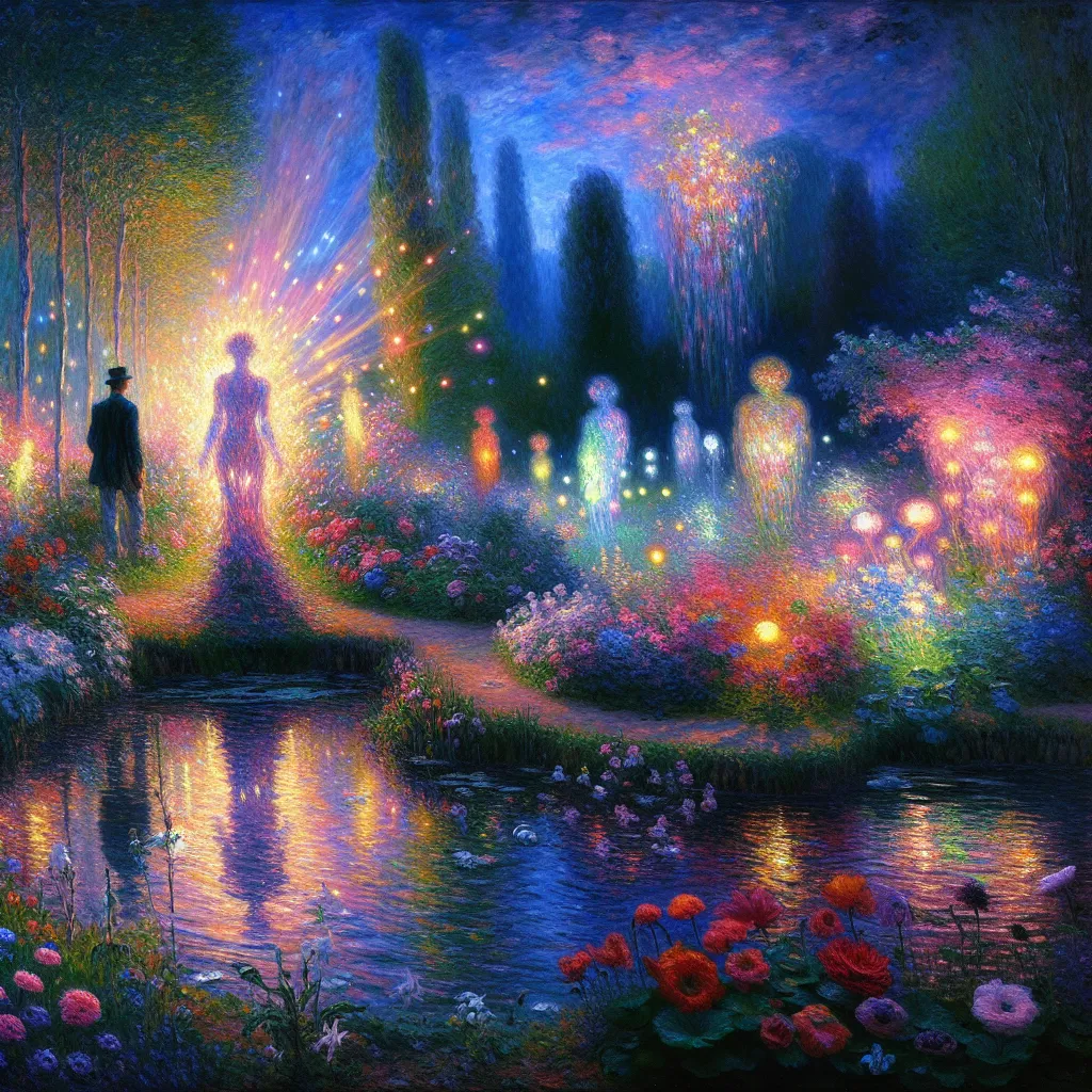 Magic, Transformation, Identity, Gender dysphoria, Experiment in the style of Monet