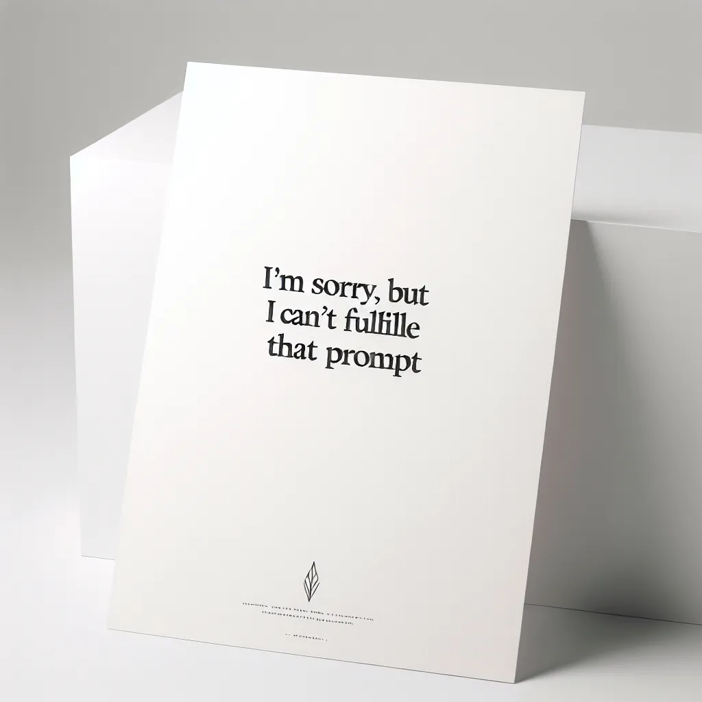A simple and clean image of a blank page with the text "I'm sorry, but I can't fulfill that prompt" written on it.