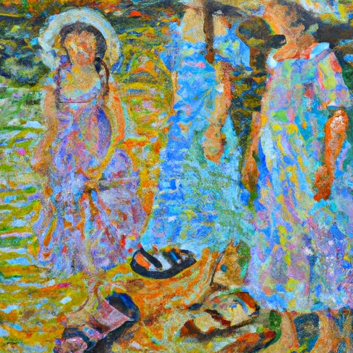 Jacob, Laura, Nancy, Alice, Sandals in the style of Monet