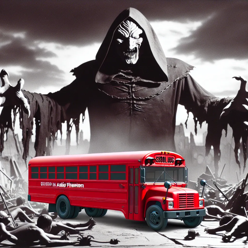 A demonic figure, known as the Radio Demon, undergoes a mysterious transformation in Hell, turning into a large red school bus. The bus stands out in the chaotic environment, leaving the inhabitants of Hell bewildered and questioning the whereabouts of their charismatic tormentor.