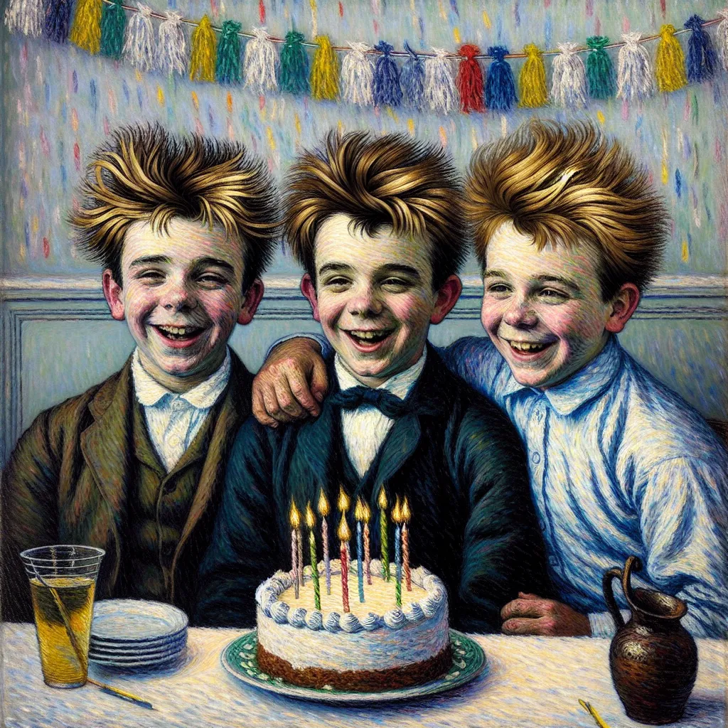 Billy, Tommy, Boy, Birthday, Hair in the style of Monet