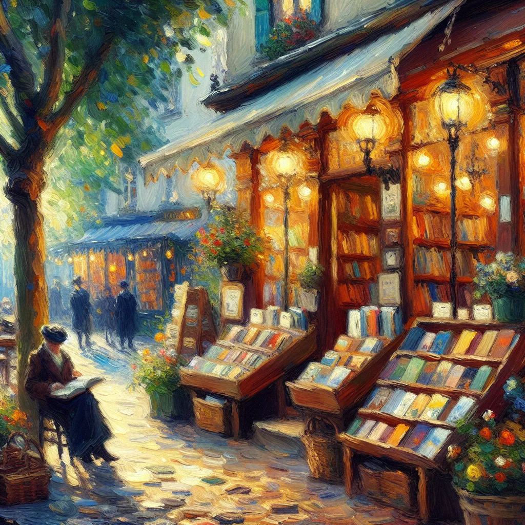 Love, Vintage, Bookshop, Romance, Destiny in the style of Monet