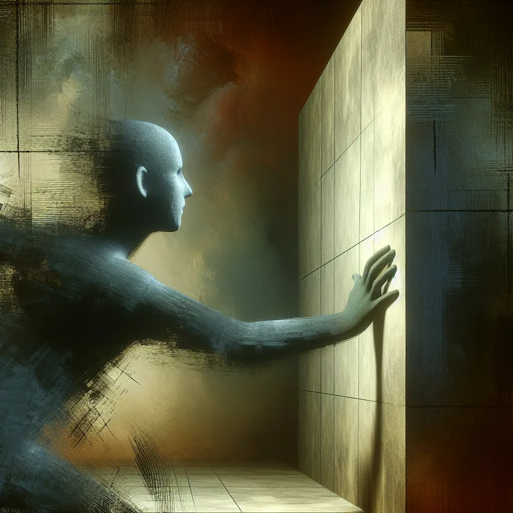 A abstract and mysterious image representing a sense of limitation and inability to assist with a difficult request.