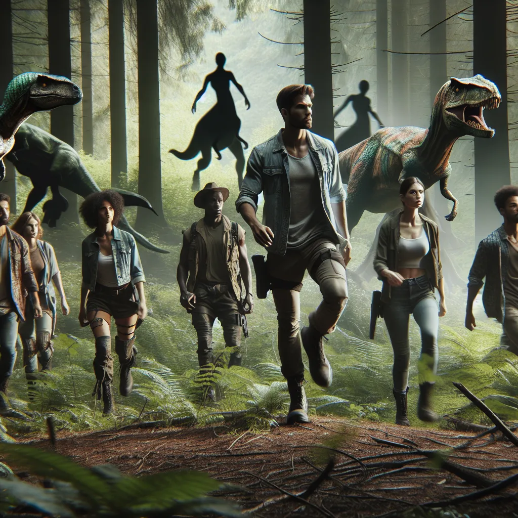 A group of friends is transformed into dinosaur hybrids as part of a sinister experiment. They escape and embark on a journey to find a sanctuary for their kind while being hunted by the organization behind their transformation. The story culminates in an epic battle for freedom and identity.