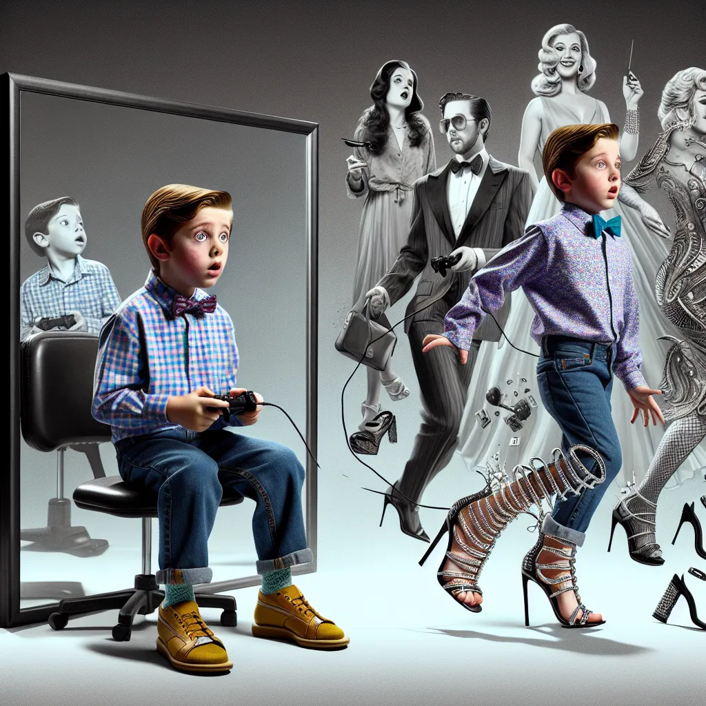 An 8-year-old boy, Jackson, accidentally transforms into a fashionable, confident woman named Crystal as he stumbles into her open-toed stiletto sandals. Amidst chaos and panic, he navigates this unexpected change while attempting to play video games and desperately reclaim his old life. With each passing moment, Jackson's physical appearance changes to match Crystal's, culminating in a complete transformation. As Crystal, he exudes glamor and sass, getting ready for a night out with her girlfri