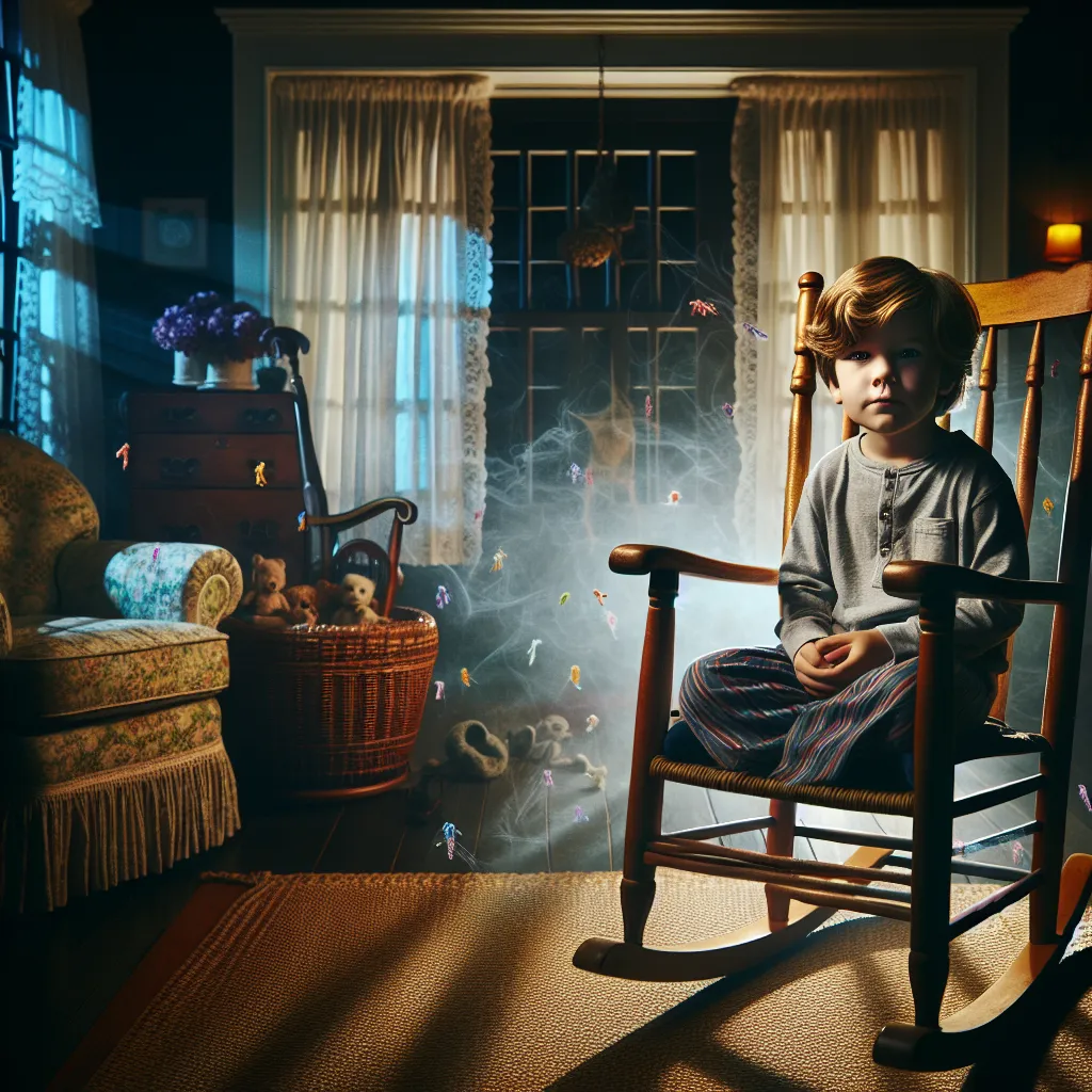 A young boy named Peter wakes up in his grandmother's rocking chair, surrounded by strange residues, in the midst of a mysterious night.