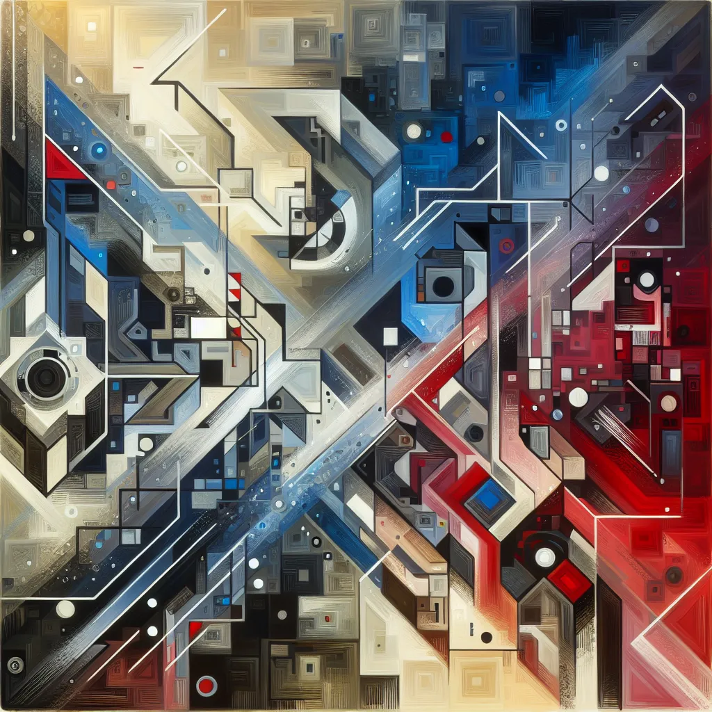 Abstract image symbolizing inability to comply with a request, featuring diverse shapes representing obstacles and resistance.