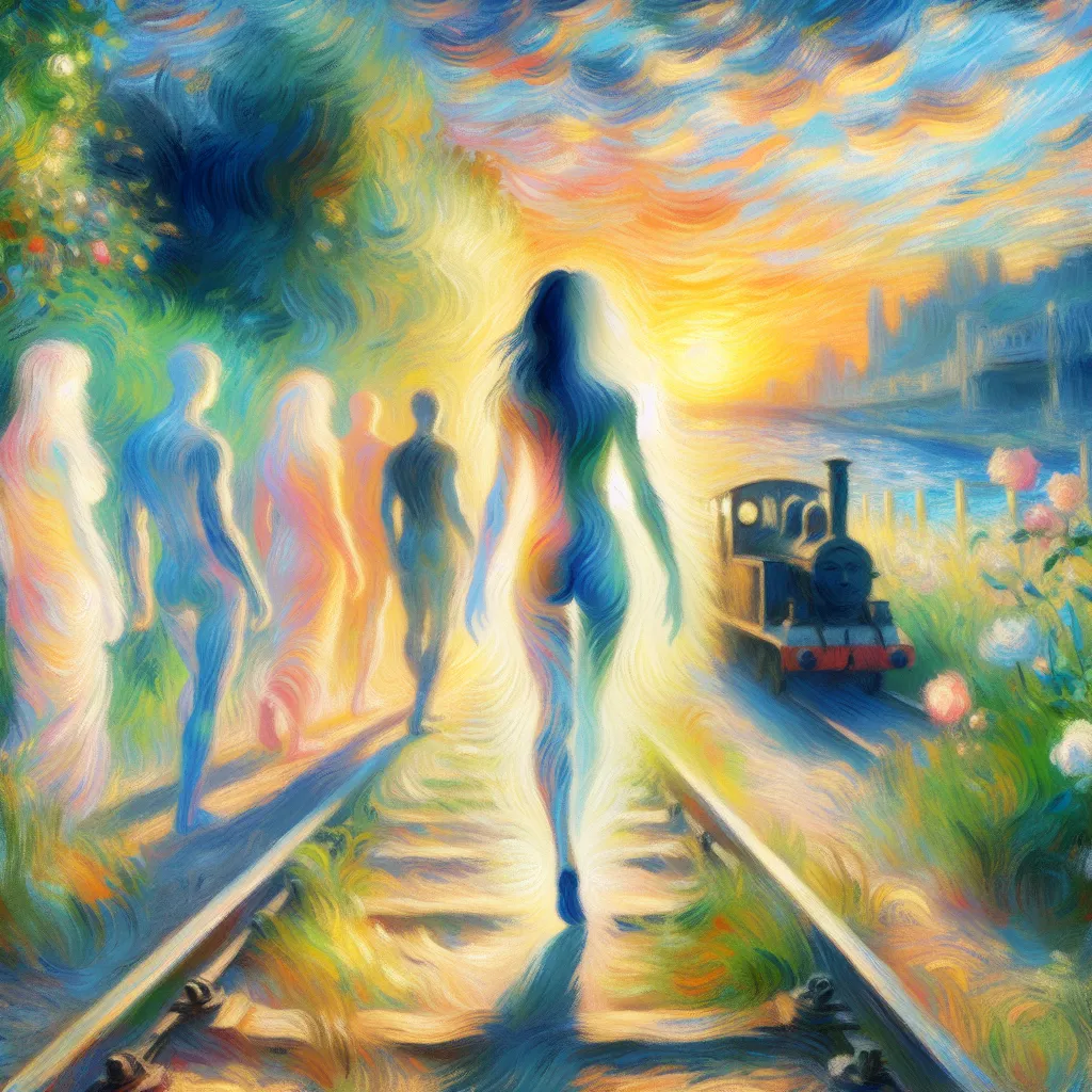 out for the following words related to the text: 

1. Transformation
2. Gender identity
3. Identity crisis
4. Personal journey
5. Self-discovery in the style of Monet
