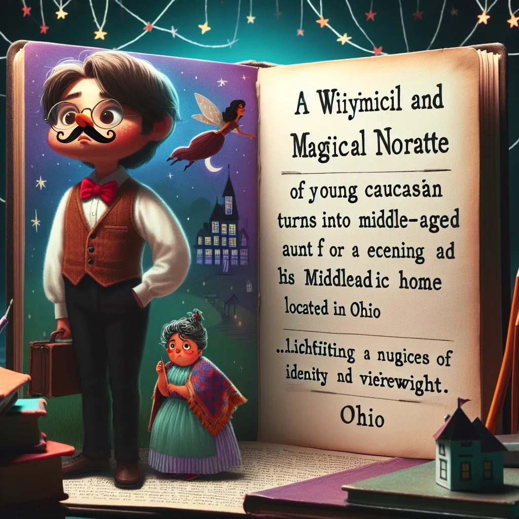 A whimsical and magical story about a young boy named Charlie who mysteriously transforms into his aunt Vanessa for a night in their Ohio home, exploring the intricacies of identity and perspective.