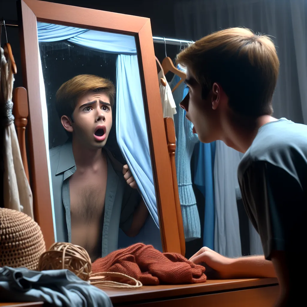 A boy, Timmy, finds himself transformed into a woman named Karen after wearing her clothes and accessories. He struggles to adjust to his new appearance and longs to return to his own body. As the story unfolds, Timmy must confront the intention behind the swap and grapples with feelings of betrayal and helplessness.