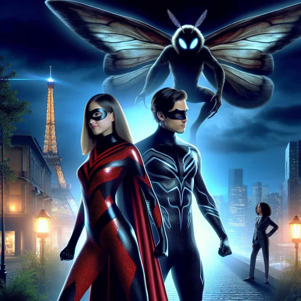 The image accompanying this story depicts Ladybug and Cat Noir standing together, facing a shadowy and menacing figure known as Dark Moth. The heroes are surrounded by an aura of hope and determination as they prepare to engage in a final battle. The backdrop of the image shows a nighttime cityscape with the Eiffel Tower illuminated in the distance, symbolizing the chosen battleground for this epic confrontation between light and darkness.