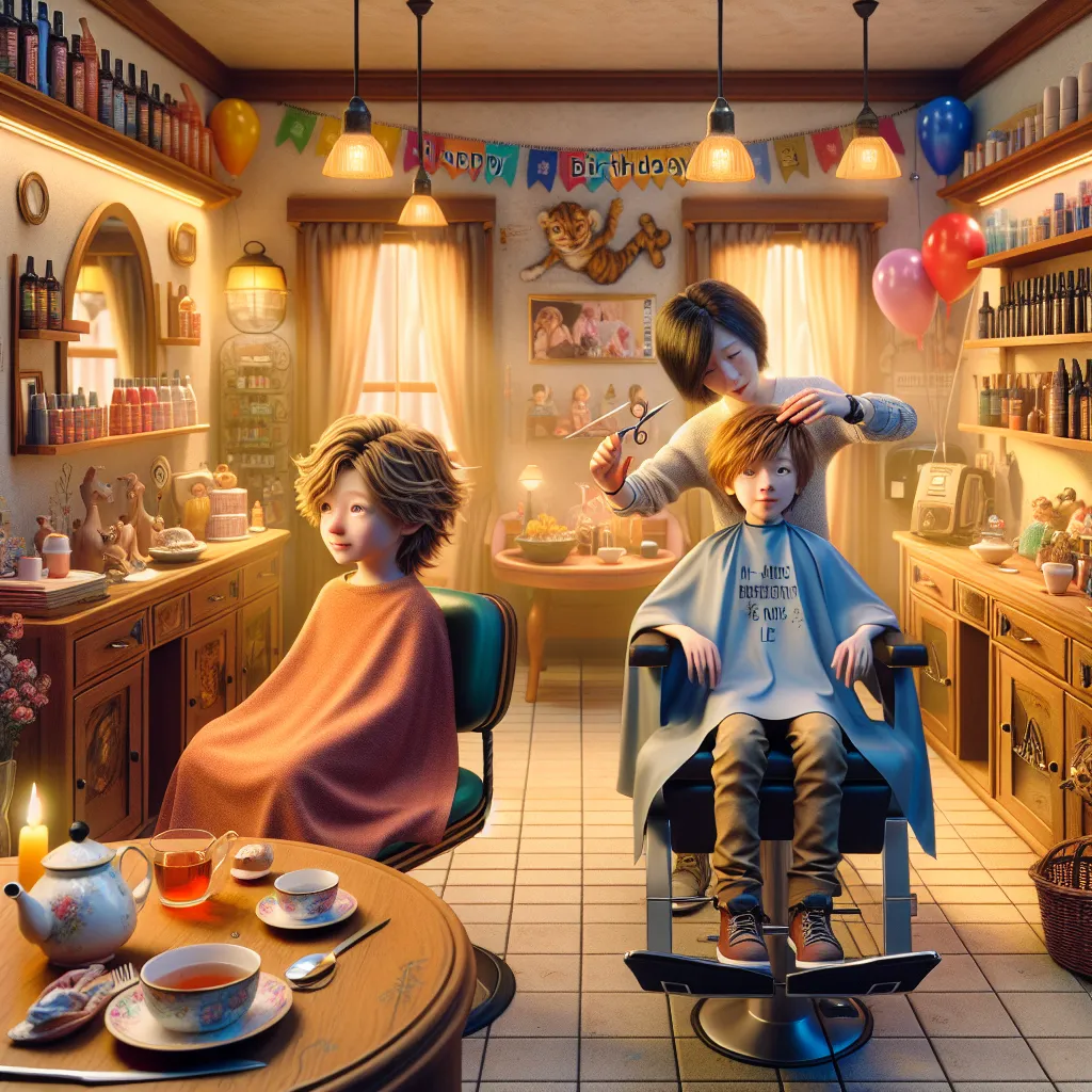 A young boy named Leo William Carter, celebrating his fourth birthday at Sunberry Hair Studio, mysteriously swaps bodies with stylist Ms. Ji-yun Park, navigating a day of haircuts and tea in her form. Leo grapples with his dual existence, longing to return to his physical self, in a heartwarming and surreal tale.