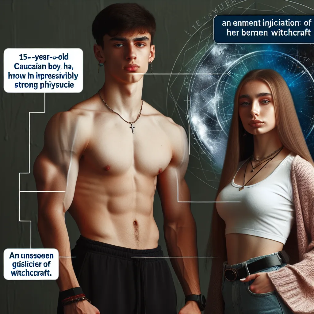 15 year old boy strong and handsome
22 year old beautiful witch girl who swaps with the boy | Write (with AI)