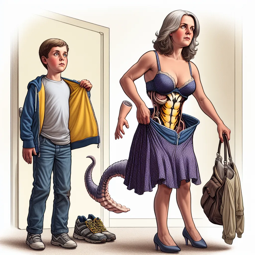 A young boy named Tommy undergoes a magical transformation, becoming a replica of his aunt Karen. As he morphs, his clothing and accessories change to match his new appearance. Karen, now a woman in her forties, adjusts her attire and heads out in her car, questioning her whereabouts.