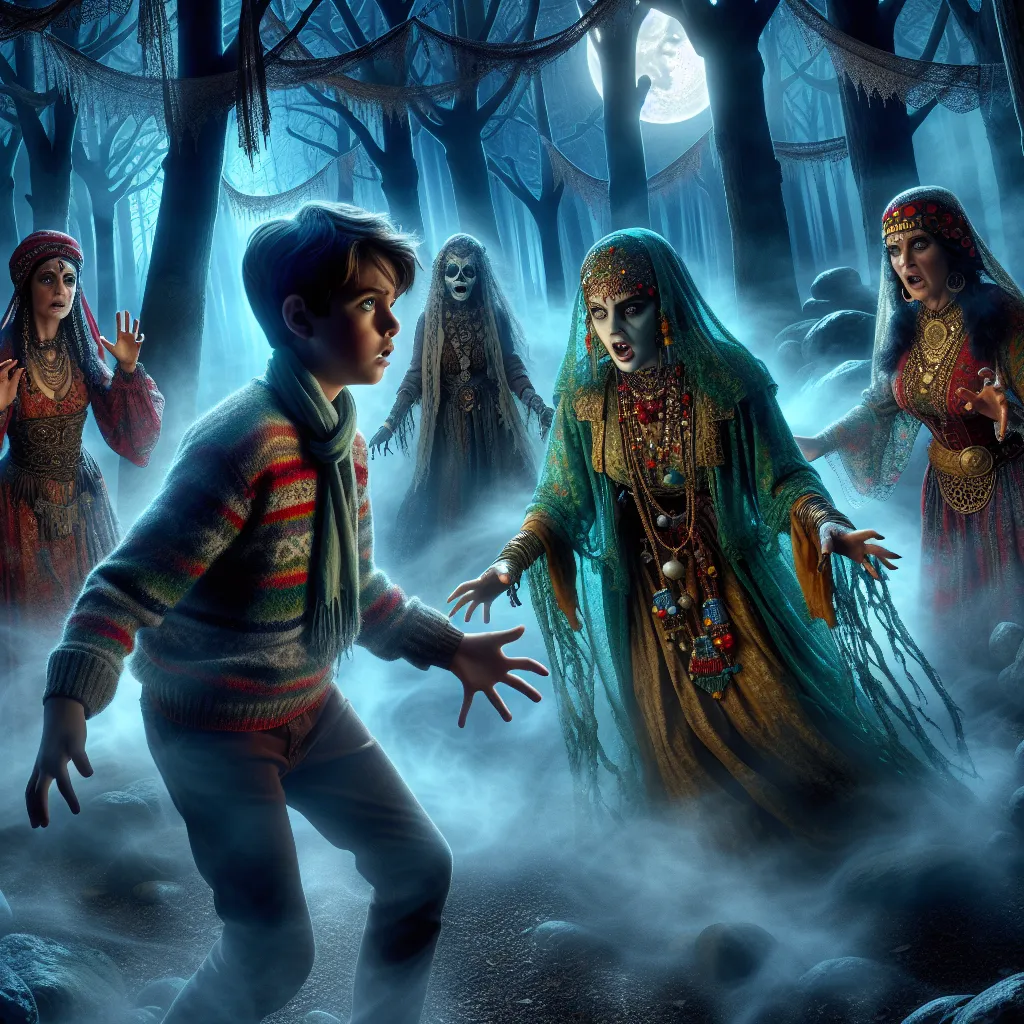 A young boy named Oliver experiences a mysterious and frightening encounter with three Gypsy women and finds himself briefly transformed into one of them, struggling to return home in a strange form before being restored to himself.