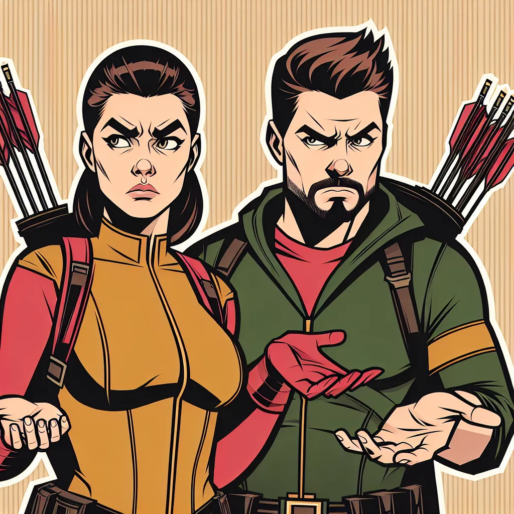 An image of Oliver Queen and Thea Queen, two characters from the show Arrow, standing together with expressions of confusion and determination on their faces.