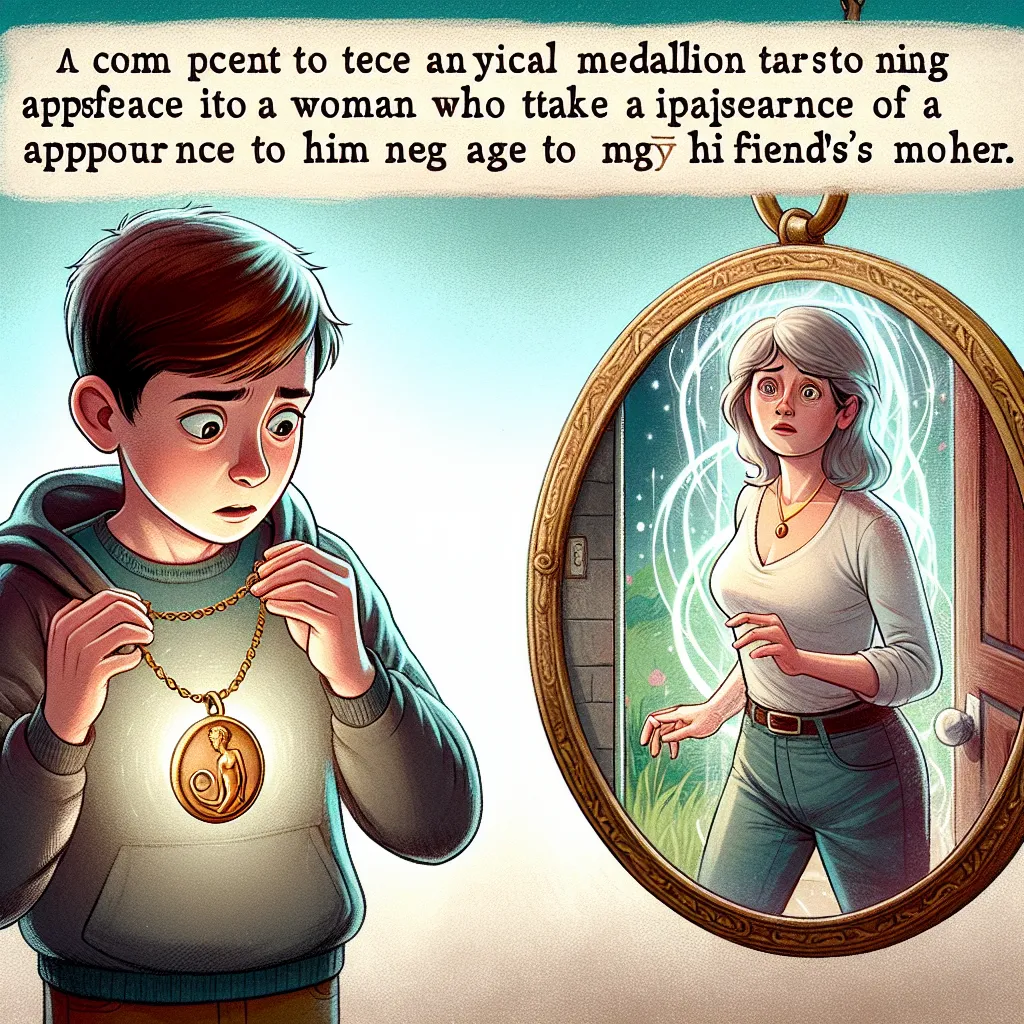 A young boy named Jack finds a magical medallion that turns him into a woman, resembling his friend Tim's mom, Karen. Jack, now as Karen, tries to understand what has happened and navigates the confusion and insecurities of being in a different body. She questions her own worth and wonders if her husband still loves her in her older form.