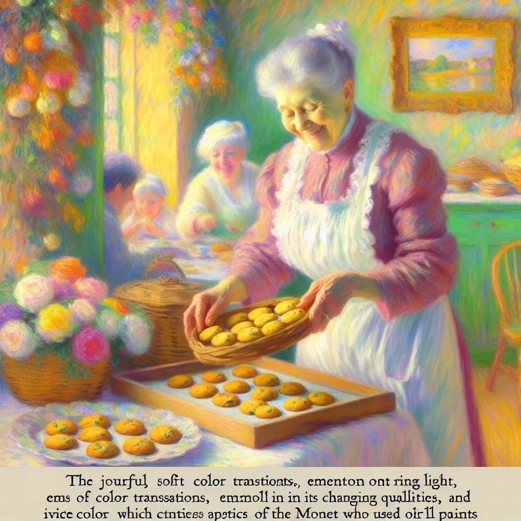 Sweet, Cookies, Joy, Enchantment, Grandmother in the style of Monet